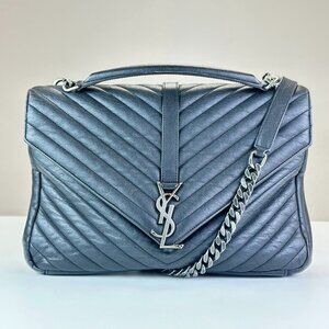 Yves Saint Laurent Black Leather Large College Shoulder Bag Crossbody